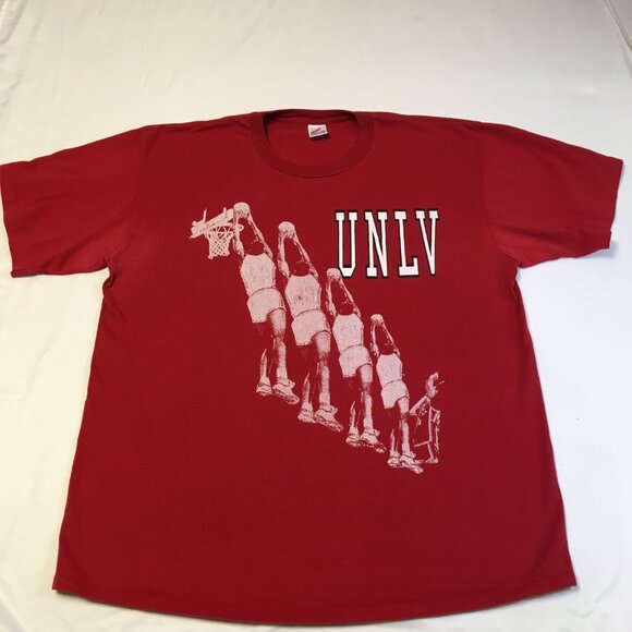 Men's 2X Vintage 1990 red UNLV Runnin' Rebels basketball short sleeve tee shirt - Picture 1 of 10